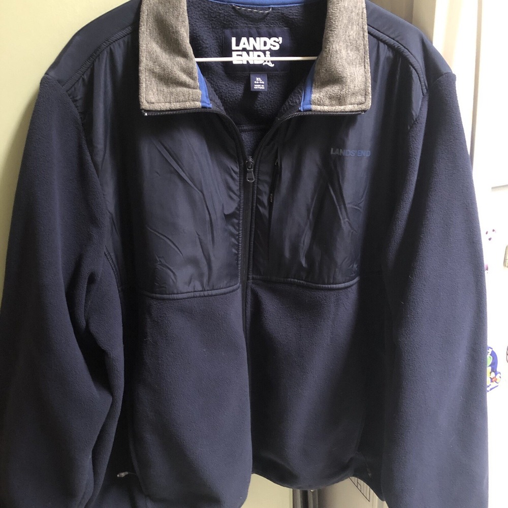 Men's Full Zip Fleece Jacket Sz XL By Lands End Worker Cabin